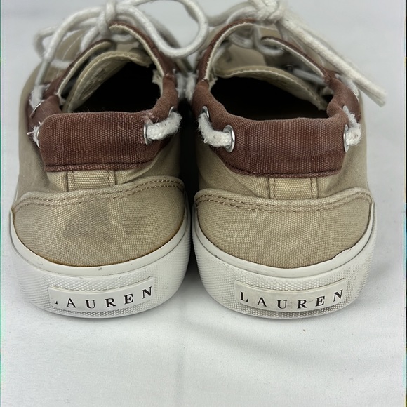 Lauren Ralph Lauren Women's Tan/Brown Breeana Canvas Boat Shoes Sz: 6.5B - Picture 3 of 9